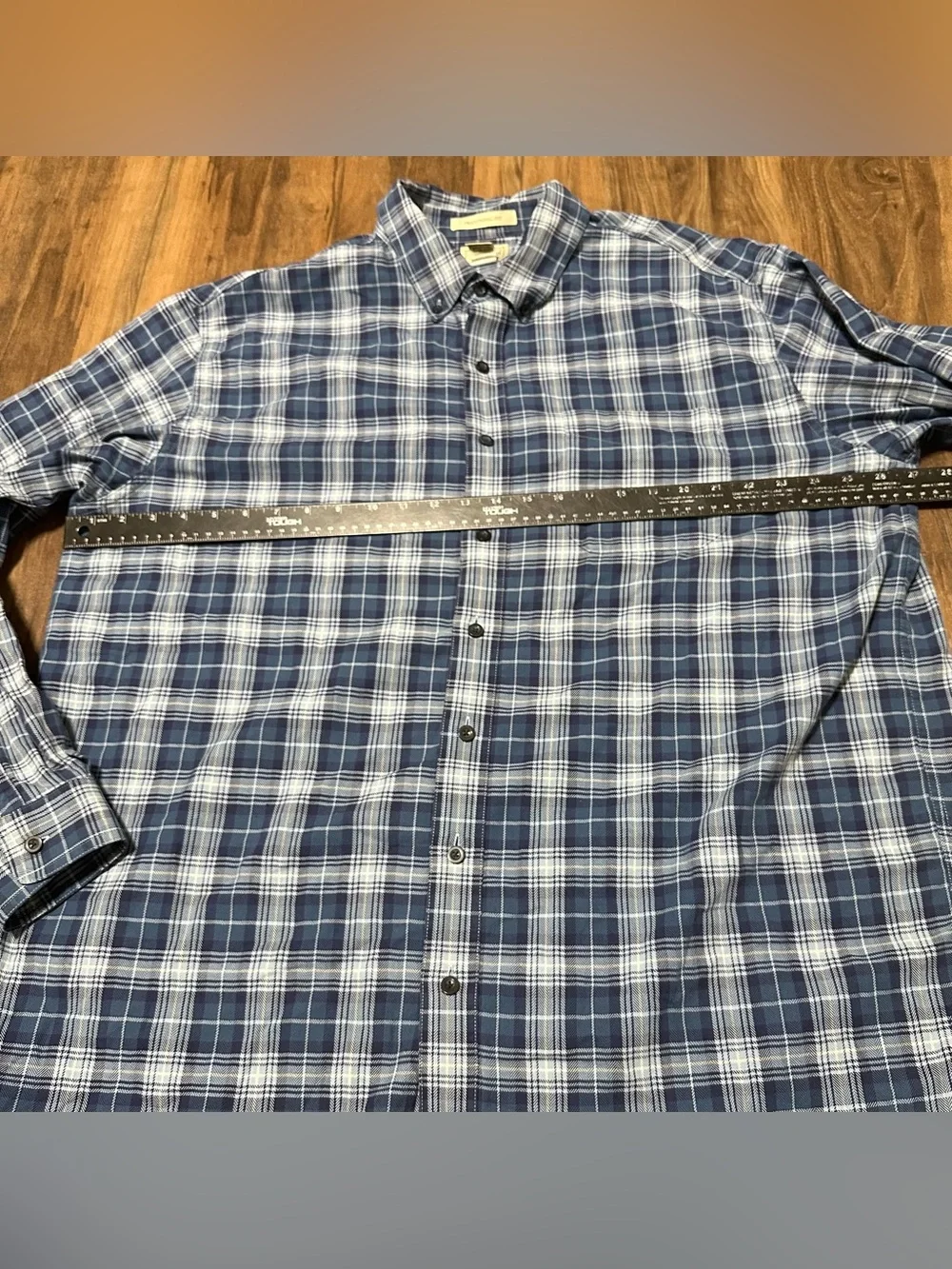 L.L. Bean Plaid Flannel Shirt Traditional Fit Blue Mens Size XL Tall Cotton XLT